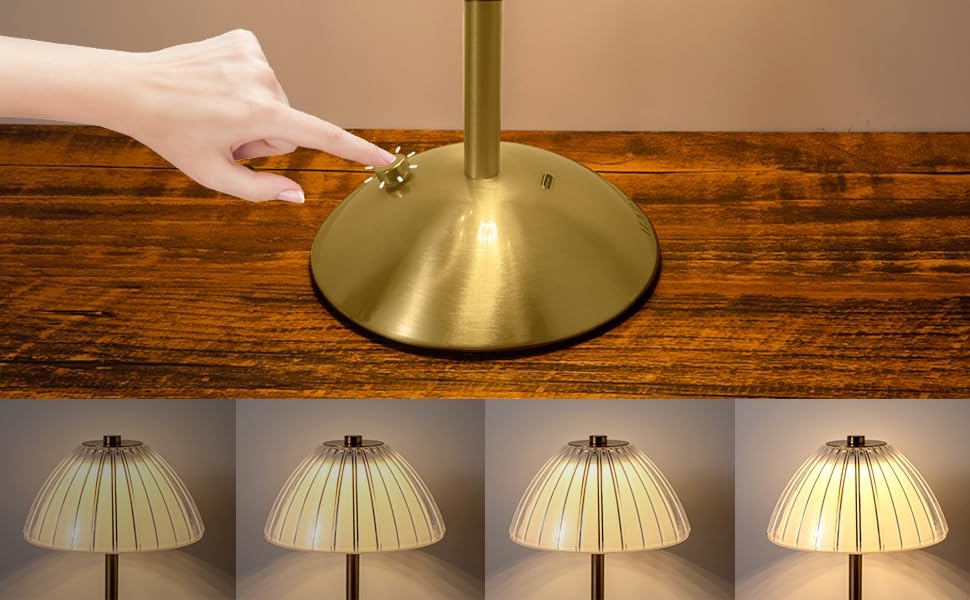 Cordless Ribbed-Shade Table Lamp