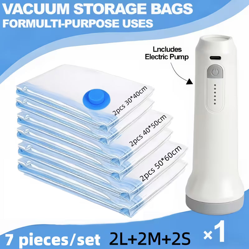 Rechargeable Vacuum Pump & Storage Bags — 7 Pieces