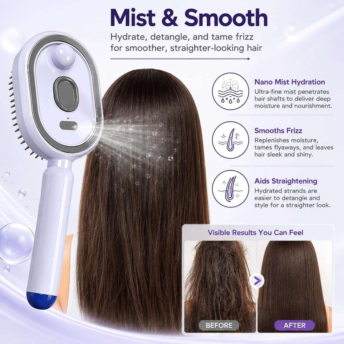 USB-C Rechargeable Mist Hairbrush — view 2