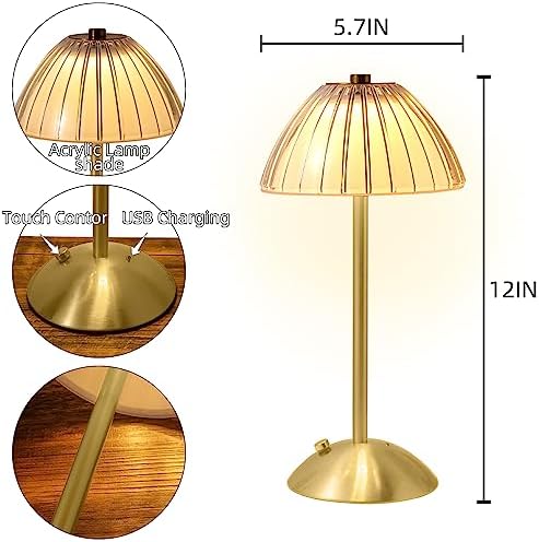 Cordless Ribbed-Shade Table Lamp