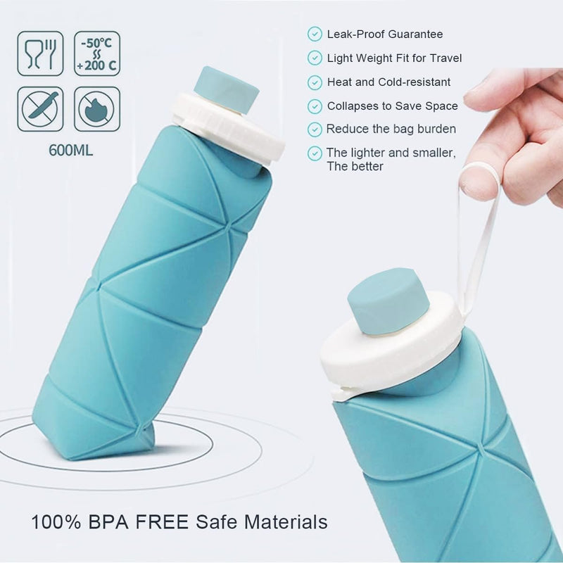 Collapsible Silicone Water Bottle — 600 ml — view 3