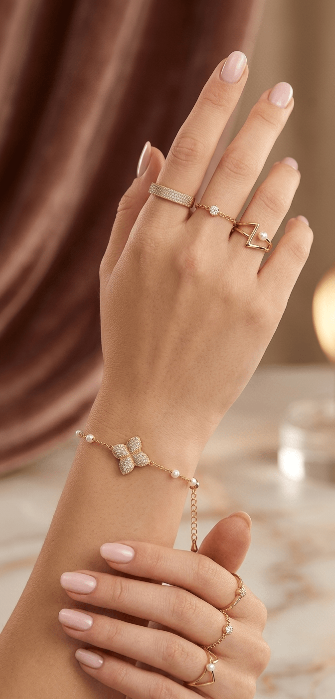 Butterfly Charm Adjustable Bracelet — Gold Tone — view 3