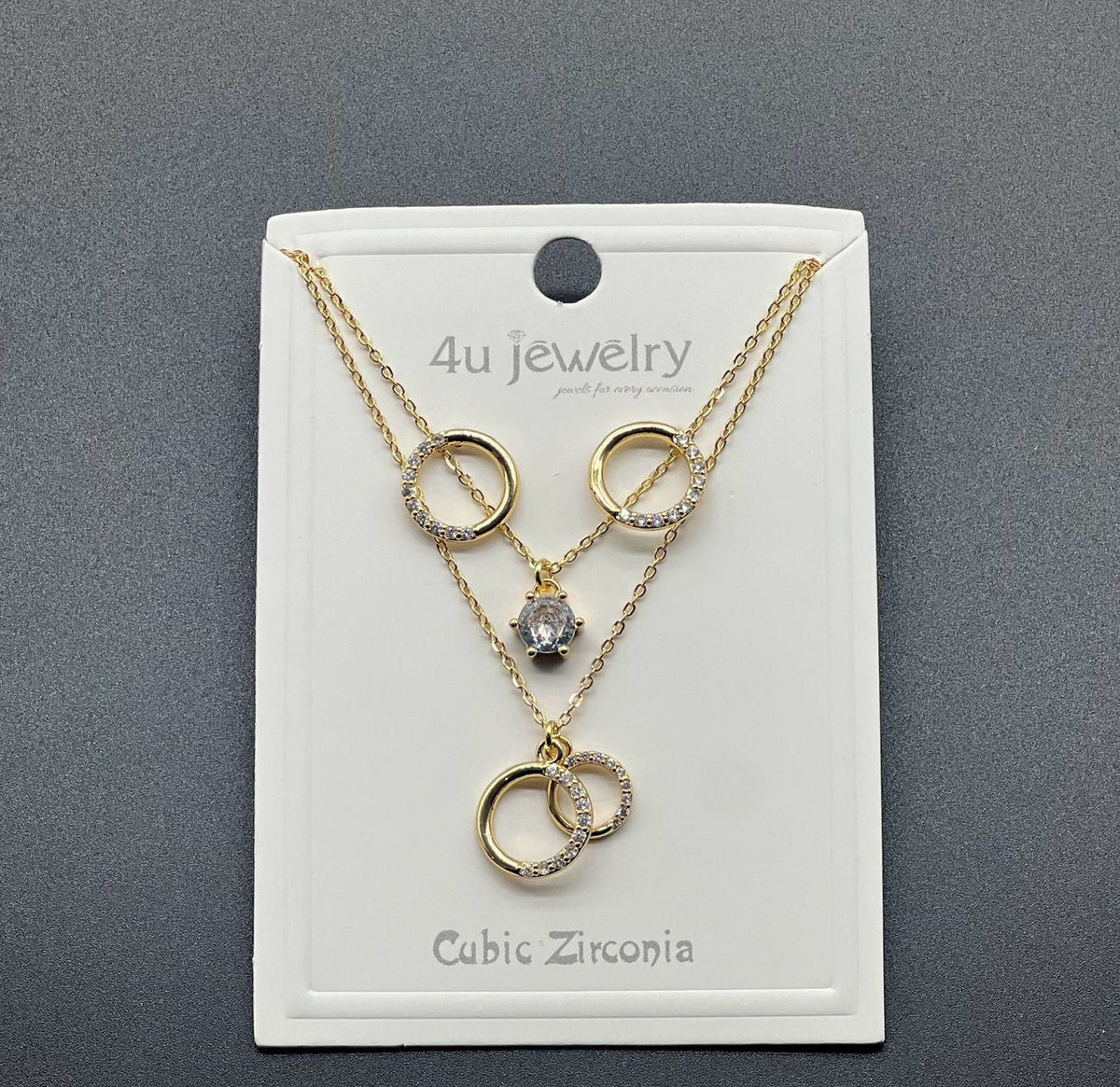 Layered Double-Circle Pendant Necklace Set — view 3
