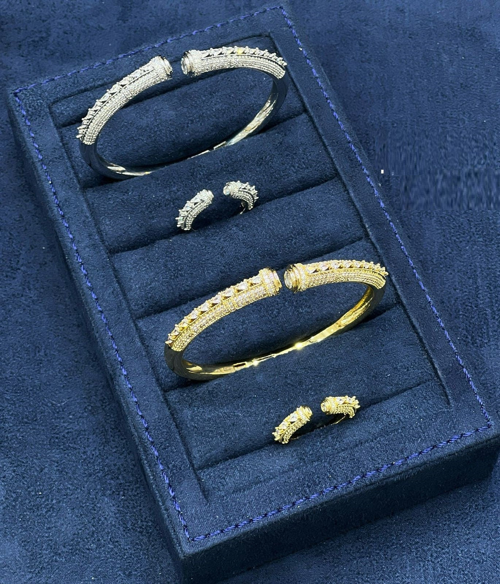 Floral Sparkle Cuff & Ring Set — Gold Tone — view 3