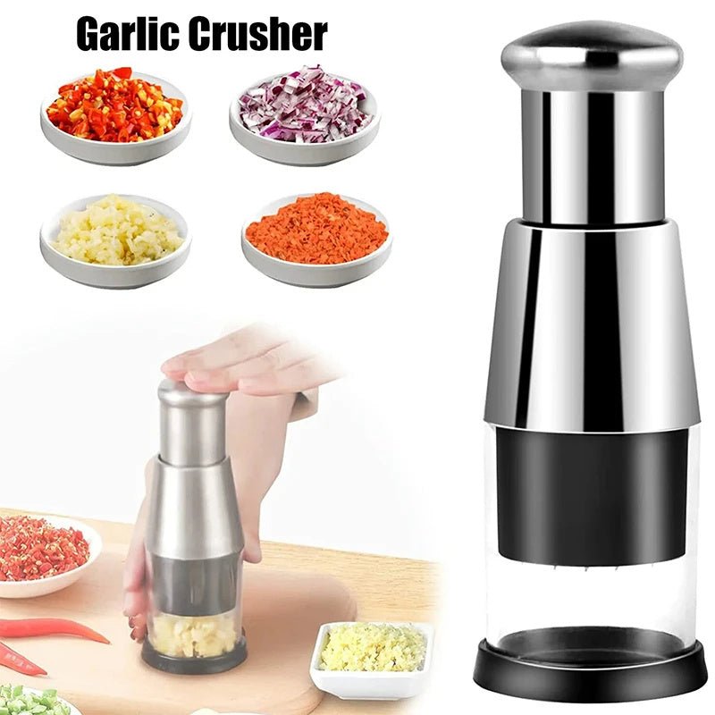 Manual Press Garlic & Vegetable Chopper — Black — view 2