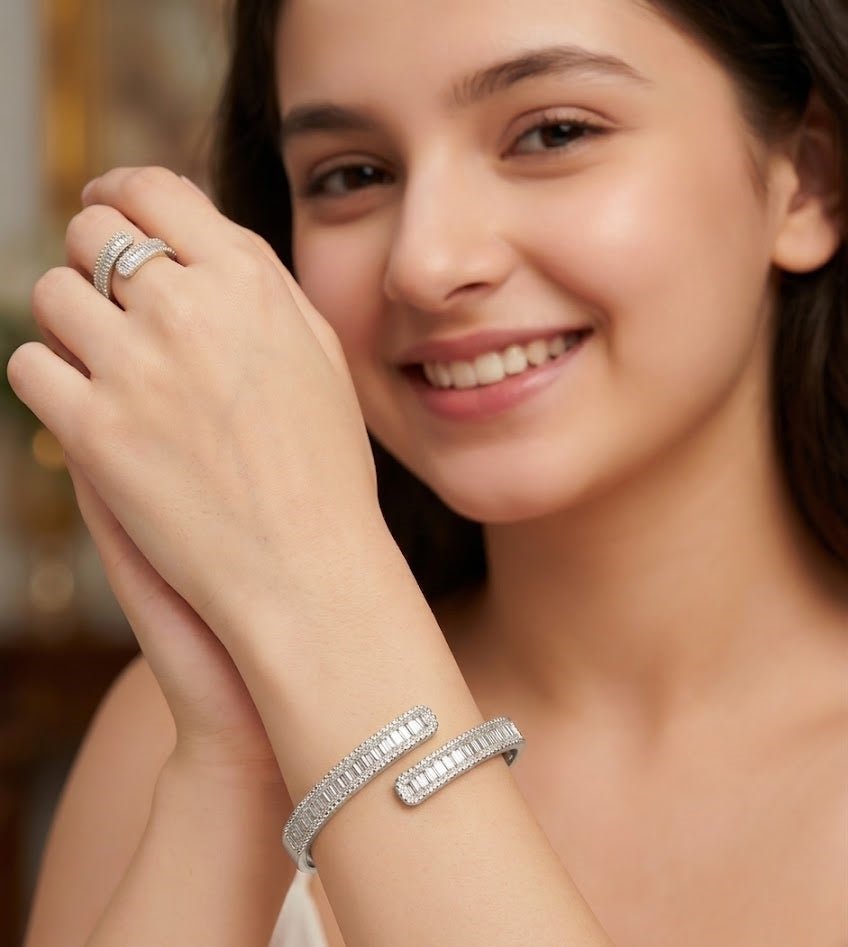 Infinity Oval Cuff & Ring Set — Gold Tone — view 2