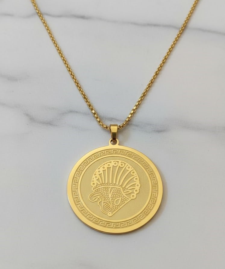 Round Medallion Pendant Necklace — Gold Tone — view 3