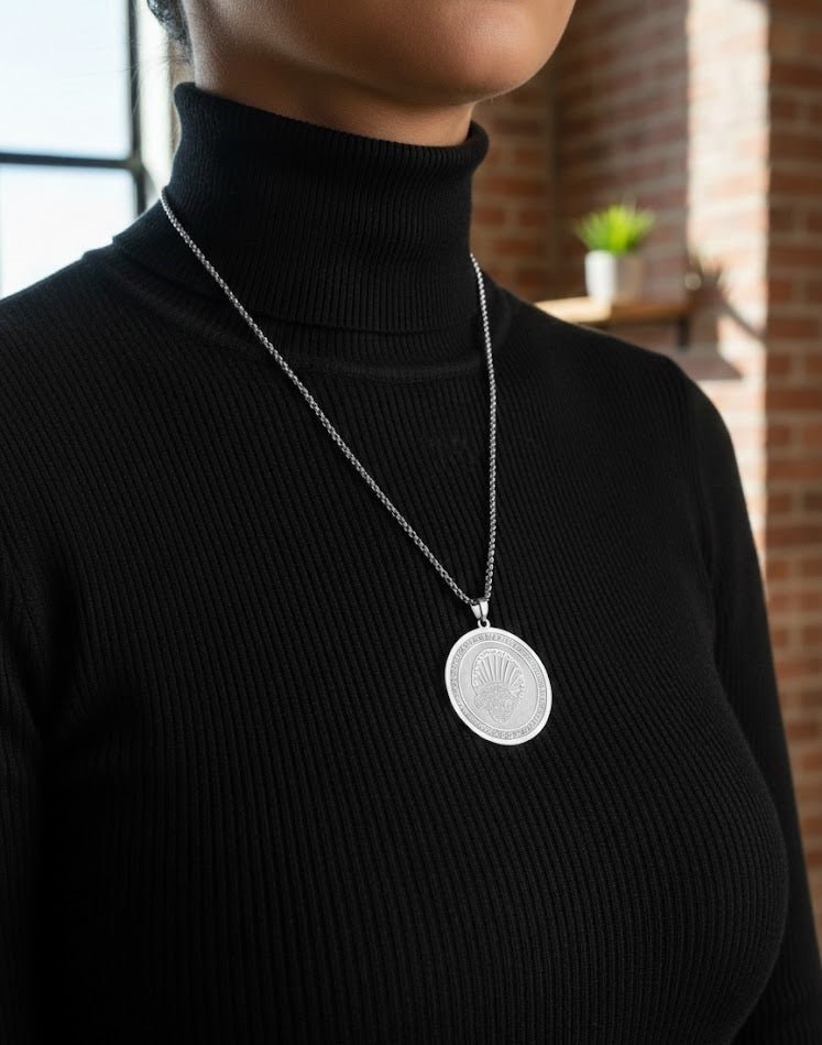 Round Medallion Pendant Necklace — Gold Tone — view 2