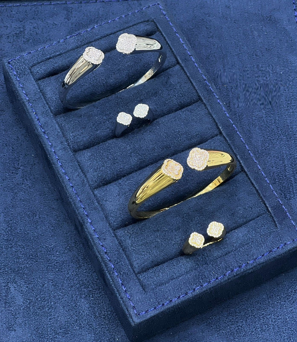 Modern Radiance Cuff & Ring Set — Gold Tone — view 3