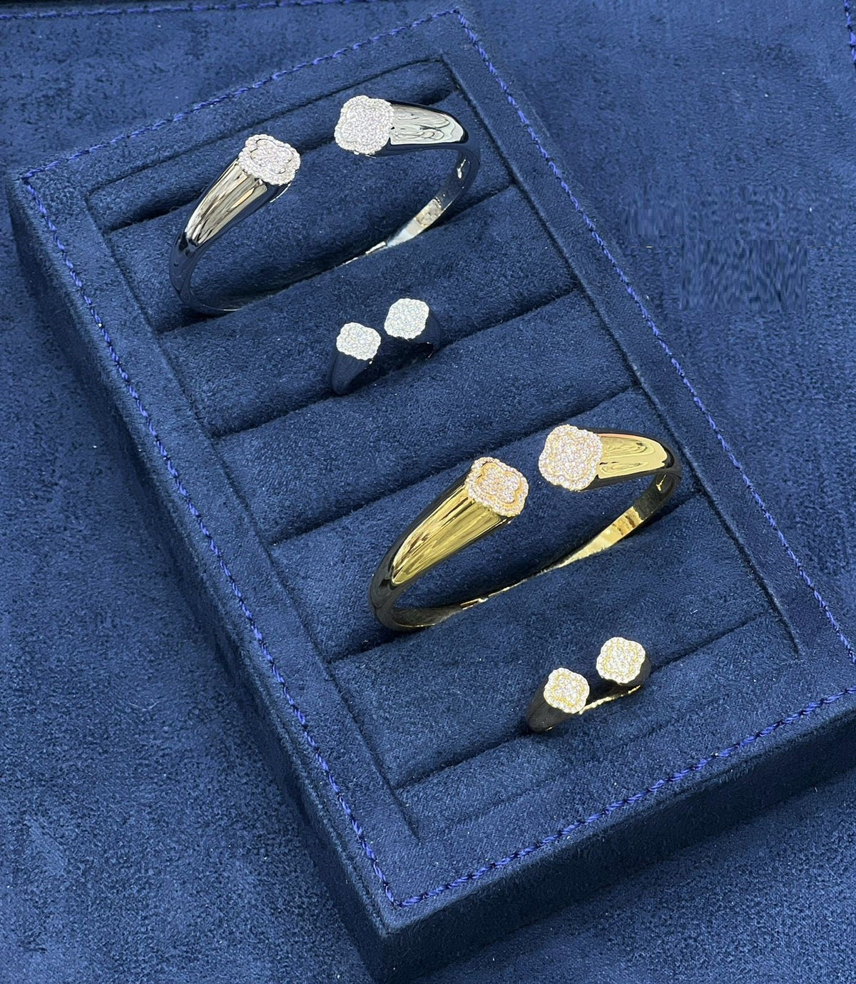 Modern Radiance Cuff & Ring Set — Gold Tone