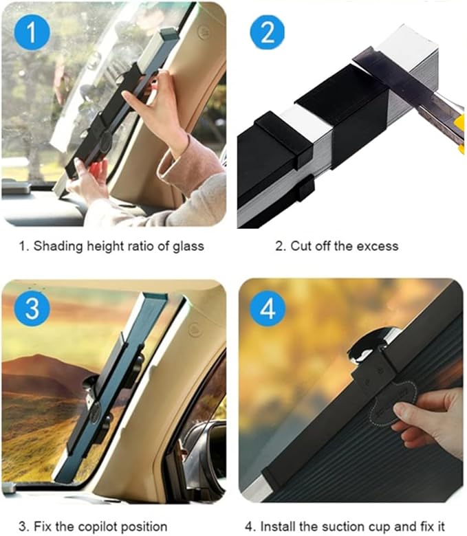 Retractable Car Windscreen Sun Shade — 160 × 70 cm