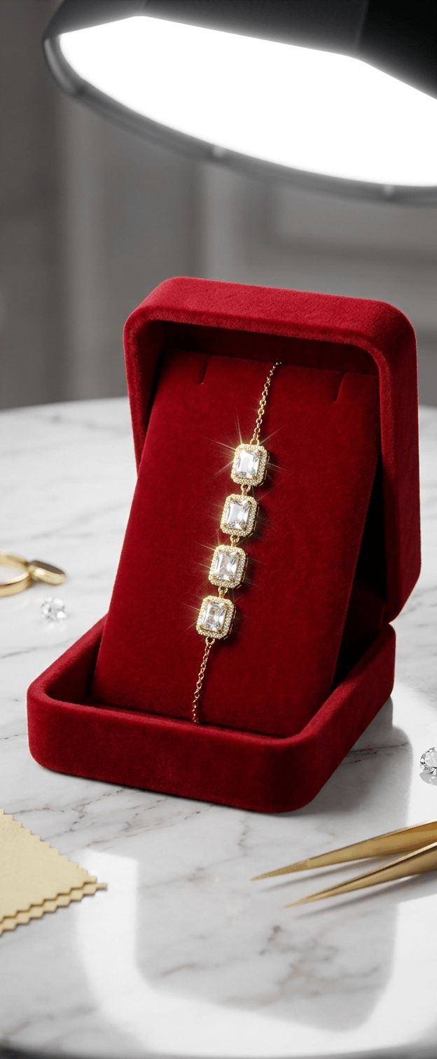Square-Link Adjustable Bracelet — Gold Tone