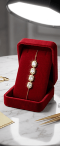 Square-Link Adjustable Bracelet — Gold Tone