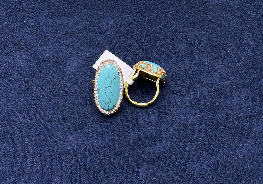 Turquoise-Style Oval Statement Ring — Size 4 — view 3